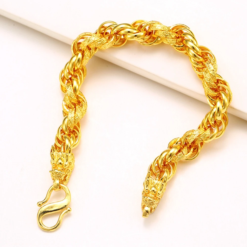 

Twisted Bracelet Mens Jewelry Yellow Gold Filled Hip Hop Wrist Bracelet Gift