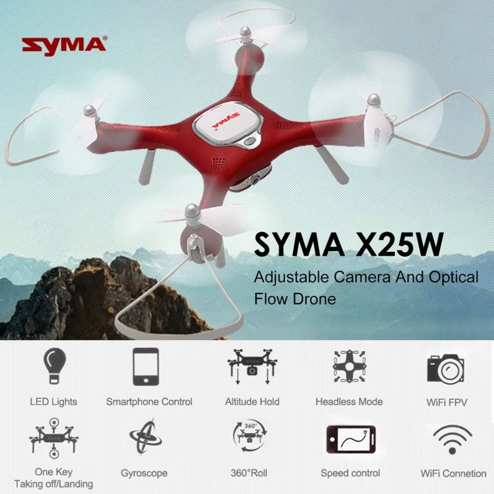

Syma X25W RC Drone Adjustable 720P Camera Wifi FPV Drone Altitude Hold Optical Flow Positioning RC Quadcopter Auto Take Off
