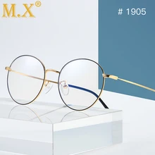 MX модные очки-светильник синего цвета в ретро-стиле, металлическая оправа, очки для компьютера с защитой от синего излучения, винтажные дизайнерские круглые очки, оправа для очков