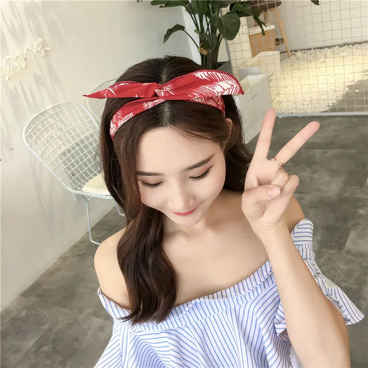 14 Hair Accessories For Women Fashion Jewelry Metal Wire Headband Headwear Rabbit Ear Hairband Fabric Hairwrap Bowknot Headband