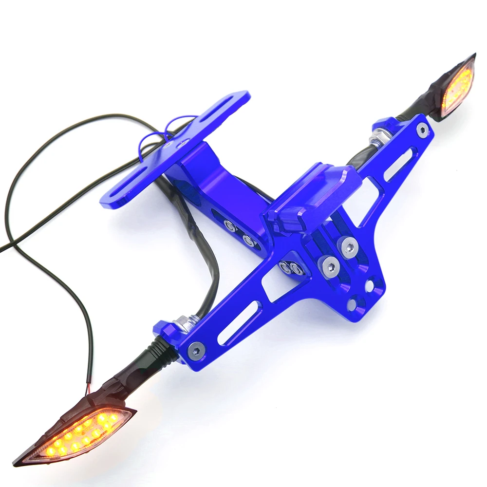 

Universal CNC Aluminum Motorcycle License Plate Bracket Holder With LED Light FOR suzuki gladius sfv650 bajaj pulsar 180