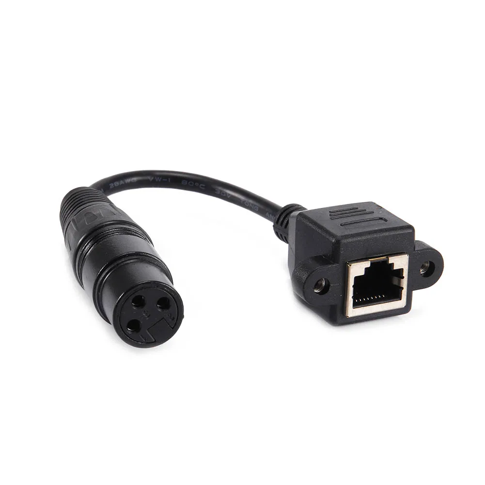 

New 15cm RJ45 Female Plug to XLR 3 Pin Male/Female Connector Adapter Cable Ethernet Converter Cord Wire DOM668