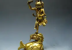 Песня voge gem S1615 Китайский миф Старинные Чистая Бронзовый Gild Син Куй Статуя Бога на Дракона Рыбы
