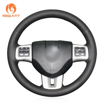 

MEWANT Black Genuine Leather Car Steering Wheel Cover for Dodge Challenger Charger Avenger Durango Journey Grand Caravan