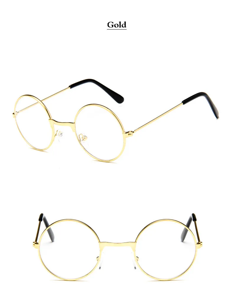 Круглые очки оправы оптика дети с прозрачными линзами Близорукость Оптические прозрачные очки для детей мальчики девочки - Цвет оправы: Золотой