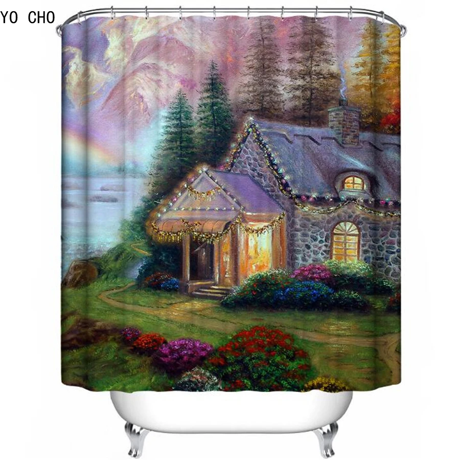 

3d House alcazar Pattern cortina ducha Waterproof rideau de douche Polyester fabric Shower Curtains for Bathroom Decor With Hook