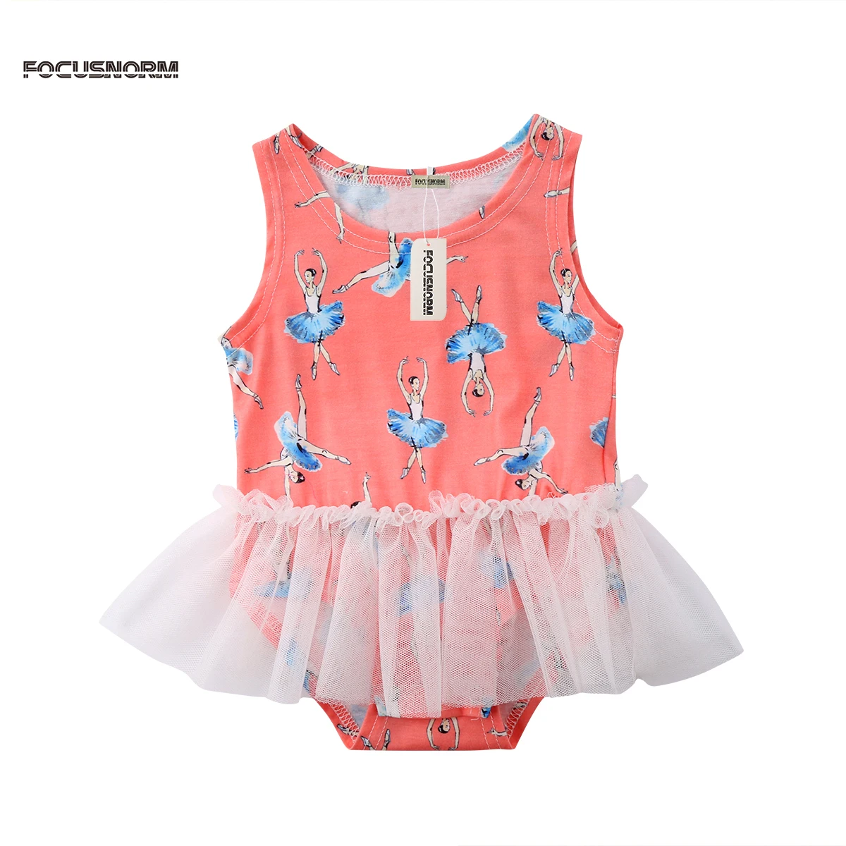 

Cute Baby Girls Infant Summer Ballet Bodysuit dancing girl print cotton Jumpsuit Outfits Clothes sleeveless mesh tutu Bodysuit