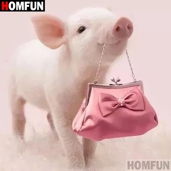 

HOMFUN Full Square/Round Drill 5D DIY Diamond Painting "Animal pig" 3D Diamond Embroidery Cross Stitch Home Decor A18696