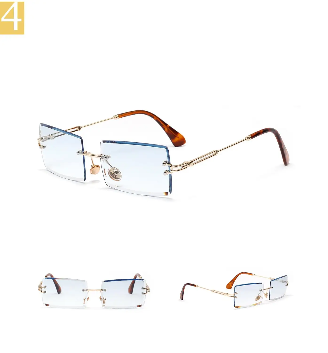 Маленькие прямоугольные солнцезащитные очки для женщин, модные солнцезащитные очки без оправы, аксессуары для женщин, квадратные солнцезащитные очки, Летний стиль UV4OO - Цвет линз: 4