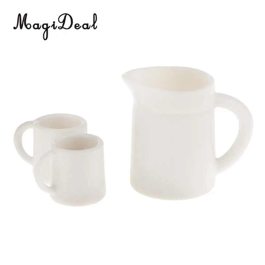 MagiDeal 1:12 Dolls House Miniature Tea Coffee Cups & Pot Set for Dollhouse Kitchen Restaurant Decor Kids Pretend Role Play Toy