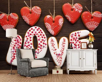 

Papel de parede Love Valentine's Day English Heart romantic wallpaper,living room bedroom sofa TV wall papers home decor murals