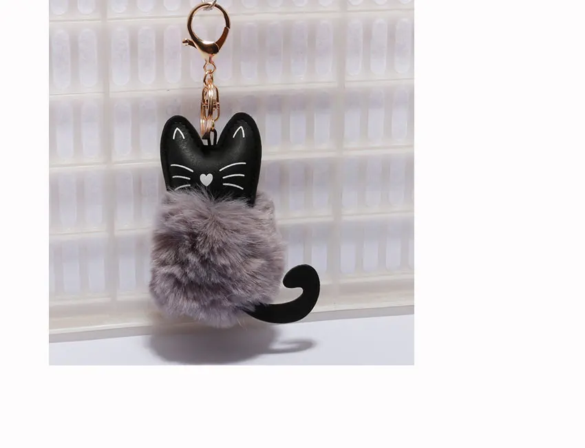 Girls Fluffy Cat Pompom Keychain Girls Fluffy Cat Pompom Keychain
