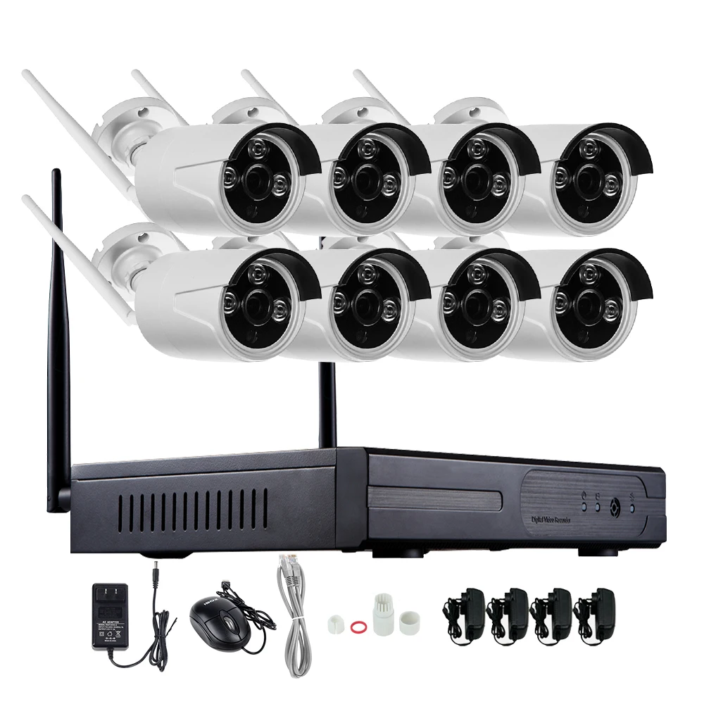 Hiseeu 8CH 720P Wireless CCTV System HD NVR kit bullet IP Camera IR-CUT CCTV Camera Home Security System video Surveillance Kit