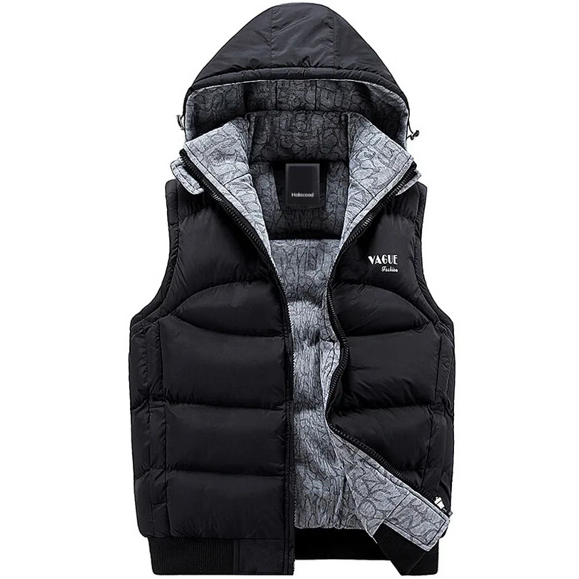Для мужчин куртка Mr без рукавов Veste Homme зимние модные повседневные пальто с капюшоном на хлопковой подкладке Для мужчин жилет Человек жилет c утеплителем