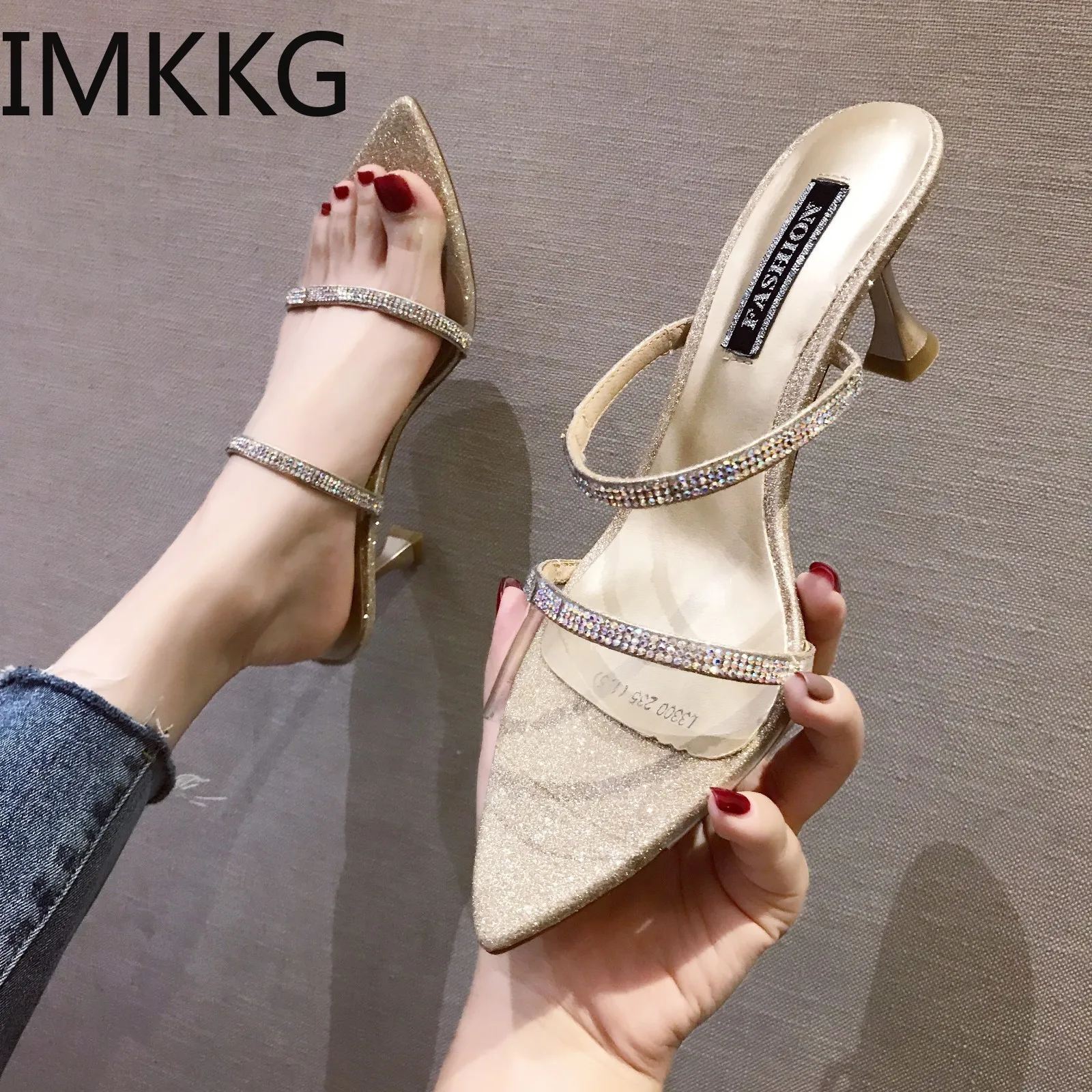 

Mature 2019 Fashion Thin Belt Women Sandals Thin High Heels Pointed Toes Dance Gladiator Shoes Shallow Party 35-39 F90221
