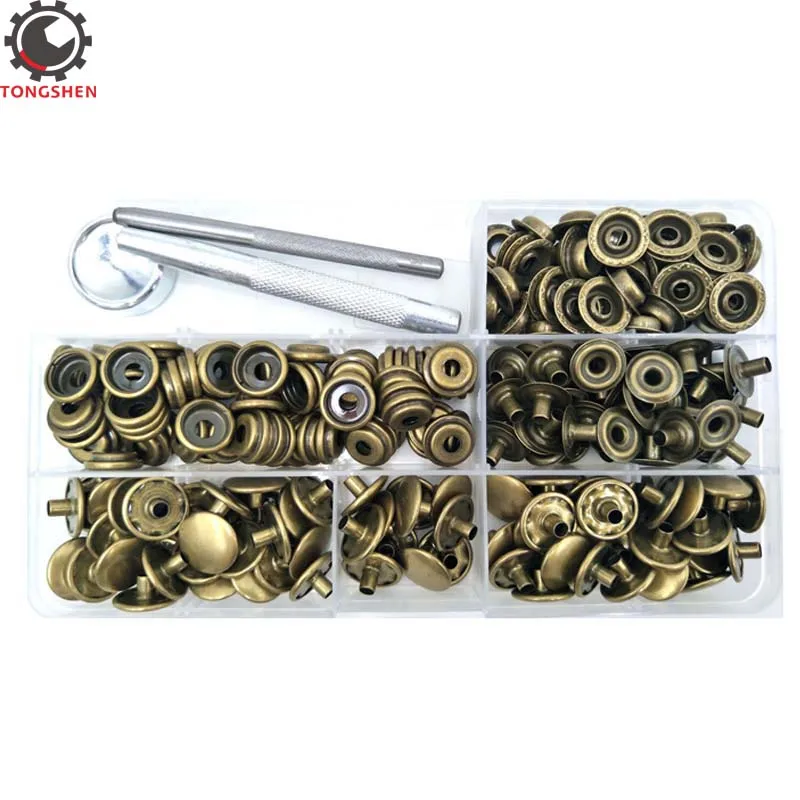 Trimming Shop 10mm X 18mm Seta Metal Remaches Divididos - 50 Piezas - Ideal Para Cuero Manualidades - Oro