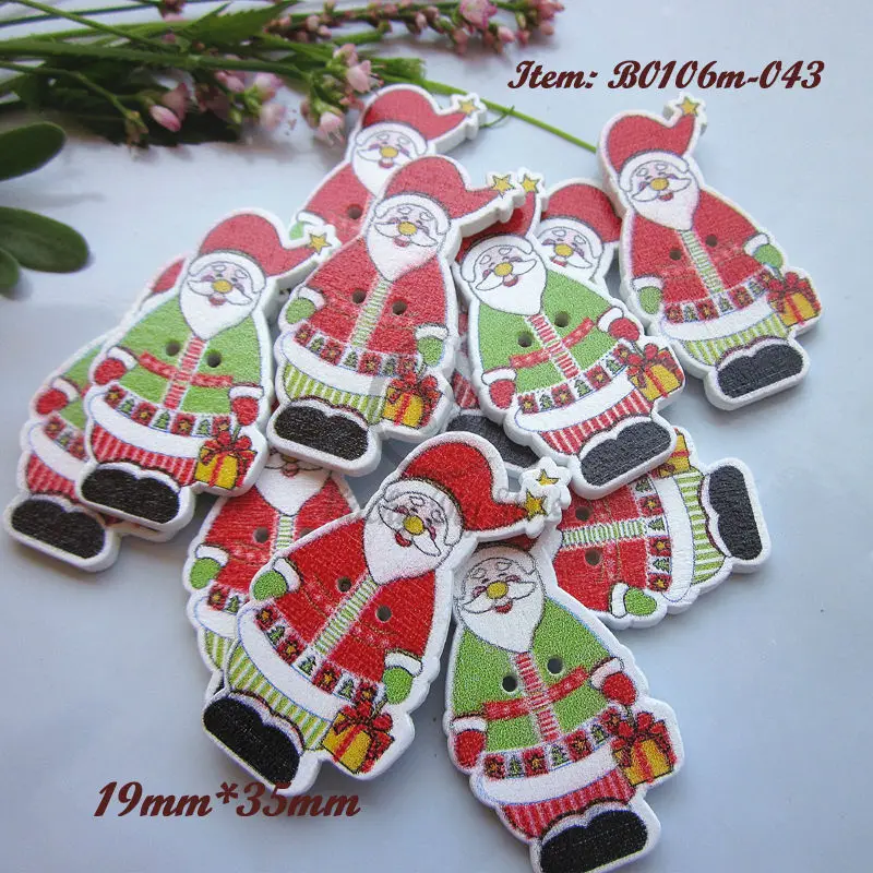 

Christmas buttons 50pcs Mixed Gift Santa Claus button Christmas Craft decorative accessories Scrapbooking Wood Sewing Supplies