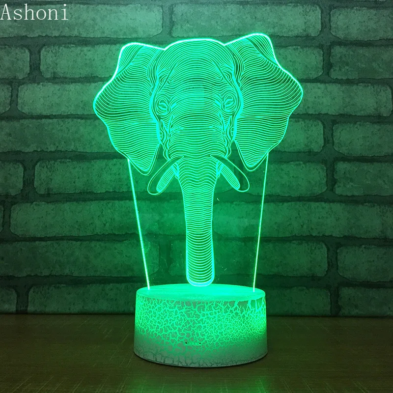 

3D Elephant Shape Table Lamp LED Touch 7 Color Changing Night Light Party Decorative Home Decor Kids Christmas Gift