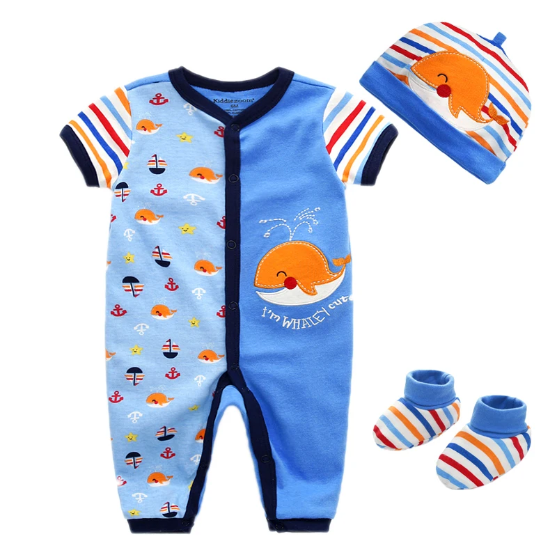 Baby Rompers Long Sleeve One Piece Jumpsuit 100 Cotton Unisex Baby Cap Hat Newborn Baby Boy