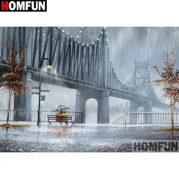 

HOMFUN Full Square/Round Drill 5D DIY Diamond Painting "Bridge scenery" 3D Embroidery Cross Stitch 5D Home Decor Gift A17271