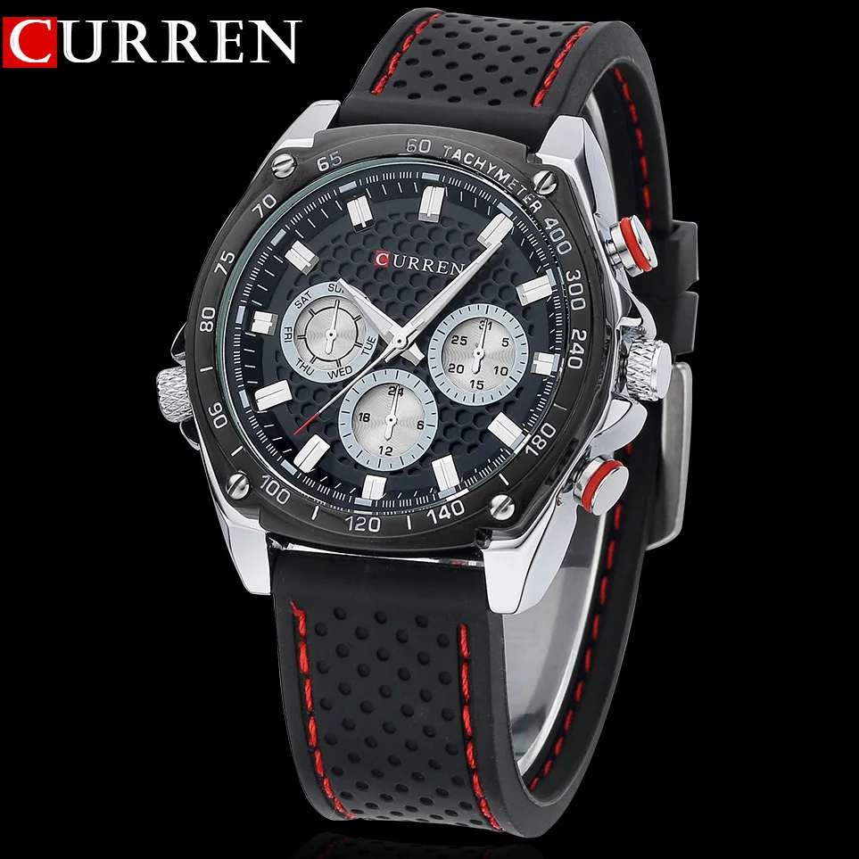  Curren sports Military watch Brand DIAL CLOCK HOURS HAND BLACK LEATHER STRAPS MENS WRIST WATCH 3ATM