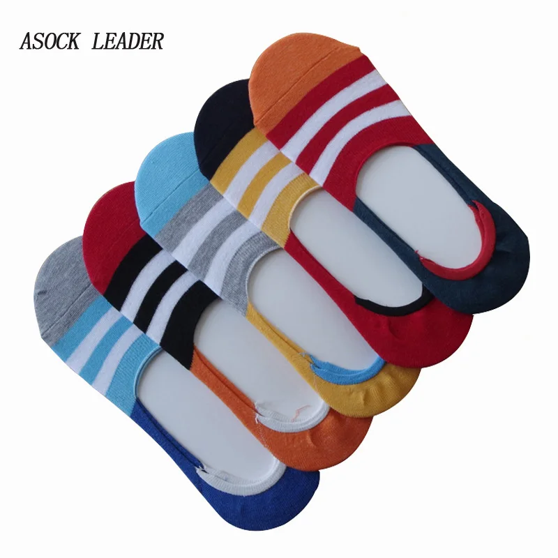 2018 Spring&Summer New Cotton Men's Socks Ultra Shallow Hooded Socks Cotton Summer Candy Socks Silicone Anti-Slip 5 Pairs/Lot enlarge
