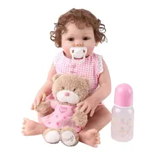 Реалистичная кукла-Пупс 19in, Мягкая силиконовая виниловая кукла для новорожденных, кудри для девочек, Реалистичная игрушка принцессы, подарок на день рождения для детей