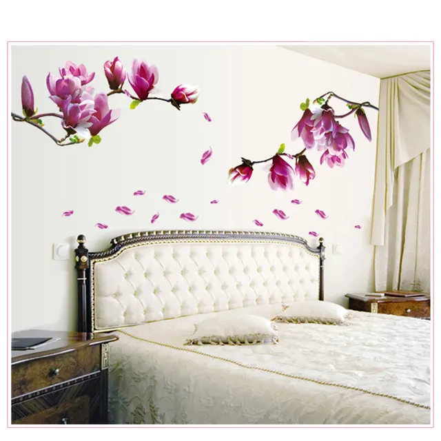 2pcs removable wall stickers wall art flower vinilos paredes home