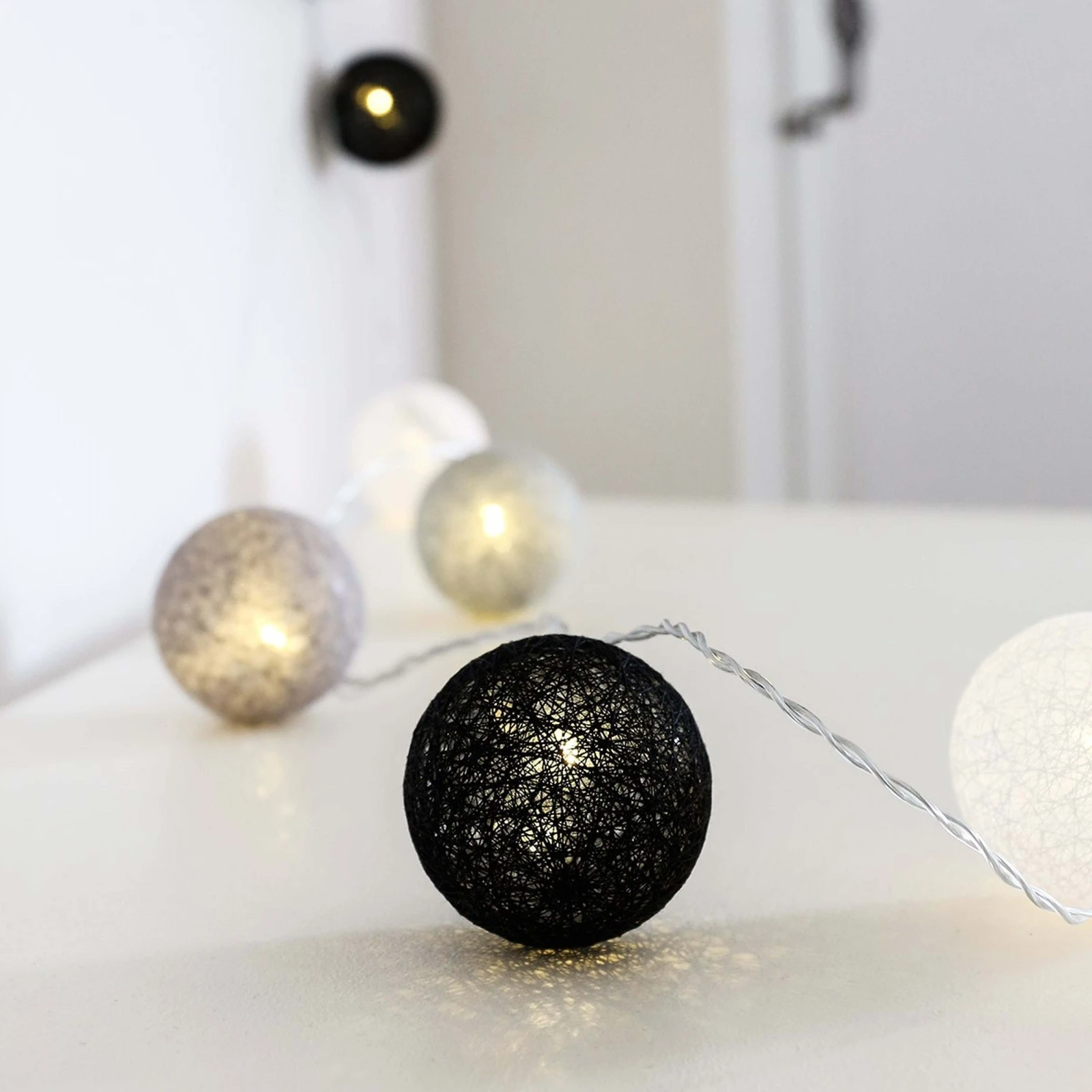 Luces LED Macaron bola de algodón Hada cadena luces con pilas Navidad luz niños dormitorio hogar guirnalda Decoración Luces LED Macaron bola de algodón Hada cadena luces con pilas Navidad luz niños dormitorio hogar guirnalda Decoración
