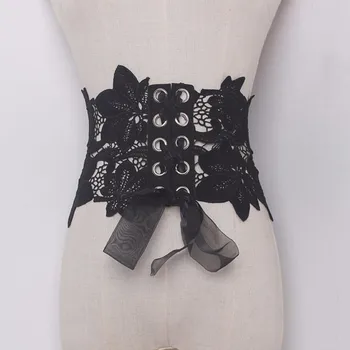 

TWOTWINSTYLE 2020 New Lace Designed Belt For Women Bow Wide Mesh Corset Belt For Dress 2 Laps Clothing Accessories