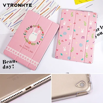 

Lovely Rabbit Cartoon Tablet Cover for Mini 5 2019 New iPad 9.7 Air 1 2 Stand Shell Anti-Drop for iPad 2 3 4 Mini 1 2 3 4 Case