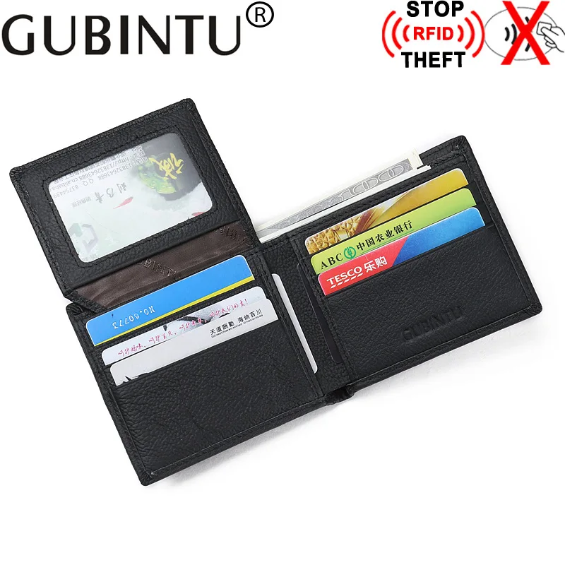 

GUBINTU Brand RFID Blocking Genuine Leather Wallet Stop RFID Men Wallets RFID Protection Purse Male Card Holder