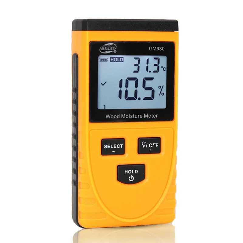 GM630 Индуктивный для дерева гидрометр для измерения влажности 0.5%~ 50% цифровой электрический тестер температуры окружающей среды измерительный инструмент