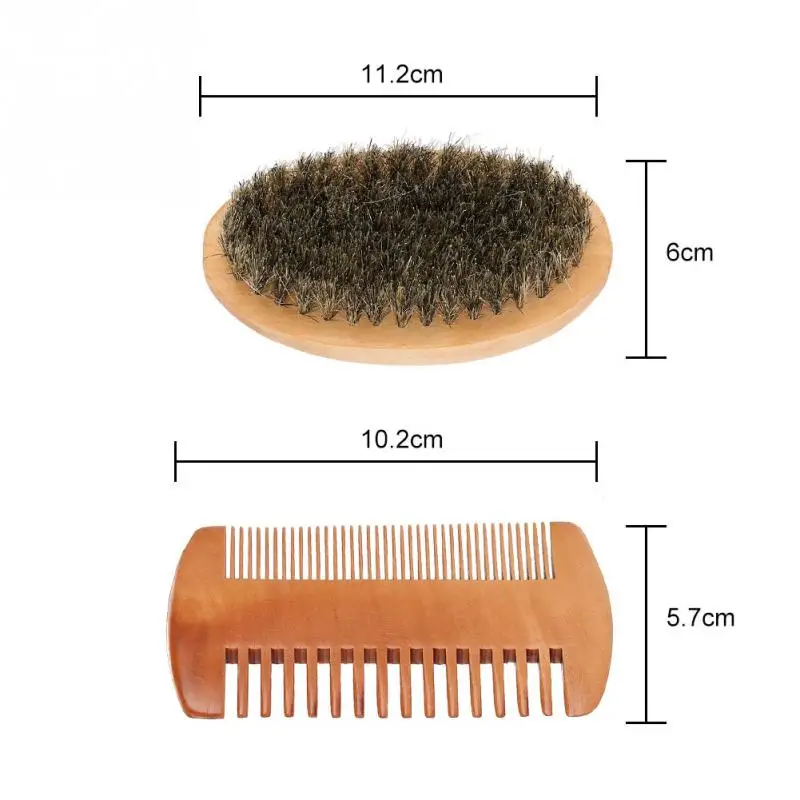 Мужская овальная щетка для бороды и усов+ расческа для лица, для бритья, для ухода за бородой, Набор щеток для бритья, мужской набор для ухода за лицом, набор деревянных щеток для волос