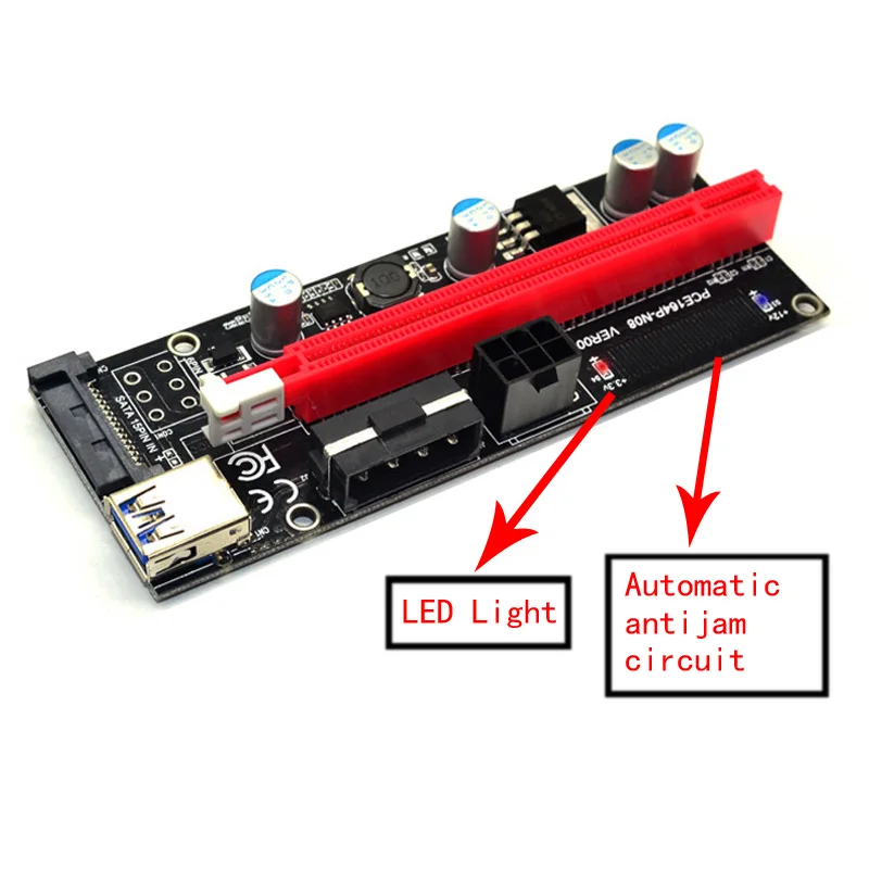 009 s кабель-соединитель PCI-E 1x к 16x Extender 60 см USB3.0 кабель SATA к 6Pin 4pin molex SATA стояк силовой проводки карты для ETH Dogecoin добыча