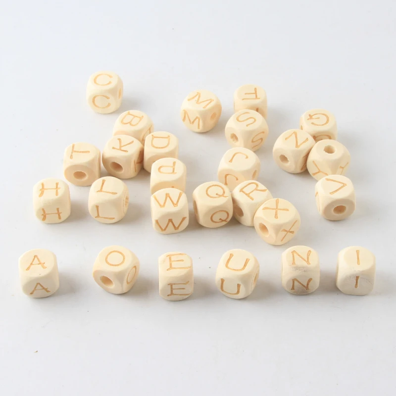 Buy 12MM Cube Wooden Beads 20pcs Square Letter