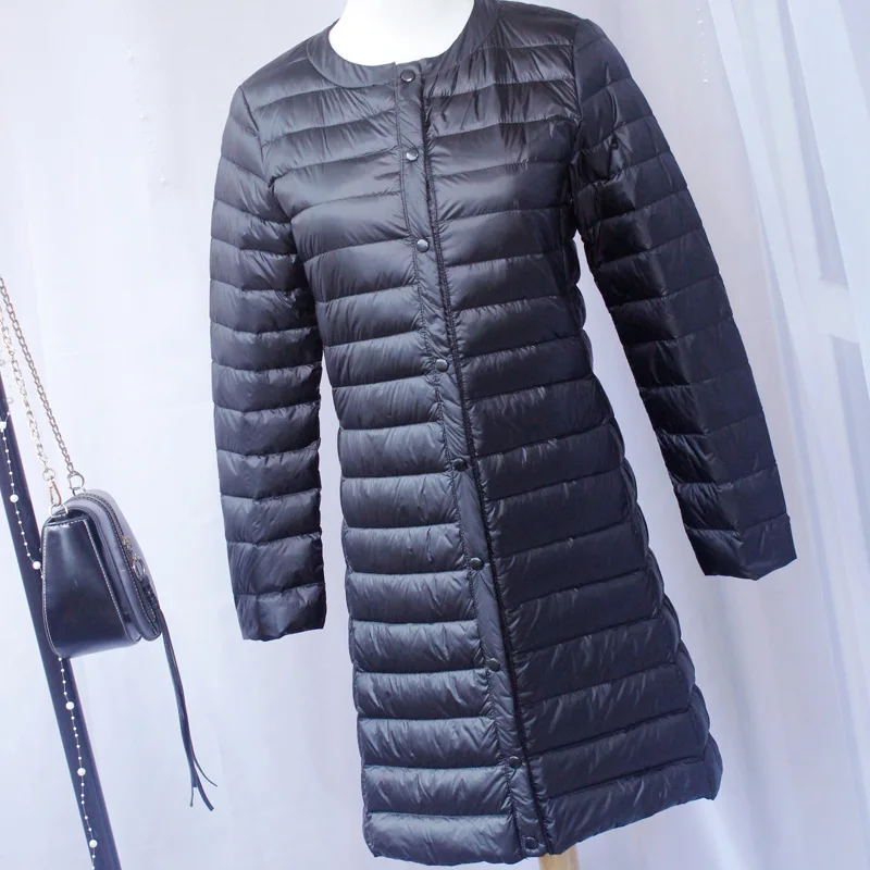 NewBang брендовый пуховик женский длинный пуховик женский легкий теплый тонкий портативный однобортный пиджак - Цвет: black