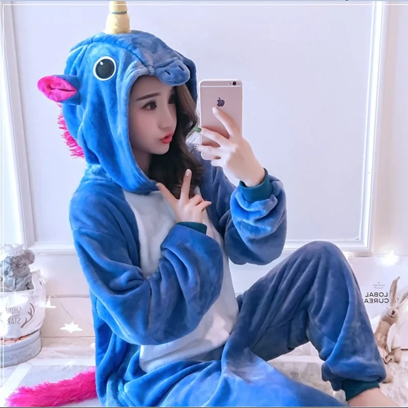 

Kigurumi Adult Animal Sleepsuit Pajamas Costume Cosplay Pink Blue Unicorn Onesie Pyjamas Jumpsuits Rompers Party Clothing