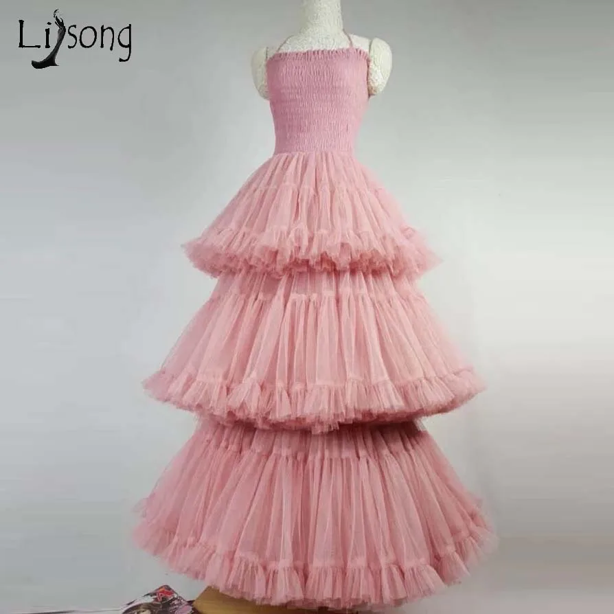 

2019 Real Image Coral Tiered Puffy Prom Dresses Ruffles Long Tutu Prom Gowns Off Shoulder Fashion Party Dress Robe De Soiree