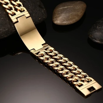 

DOYUBO Hot Sale Men Titanium Steel Bracelets Gold / Silver Color Male Stainless Steel Punk Links Bangle & Bracelet Jewelry DD012