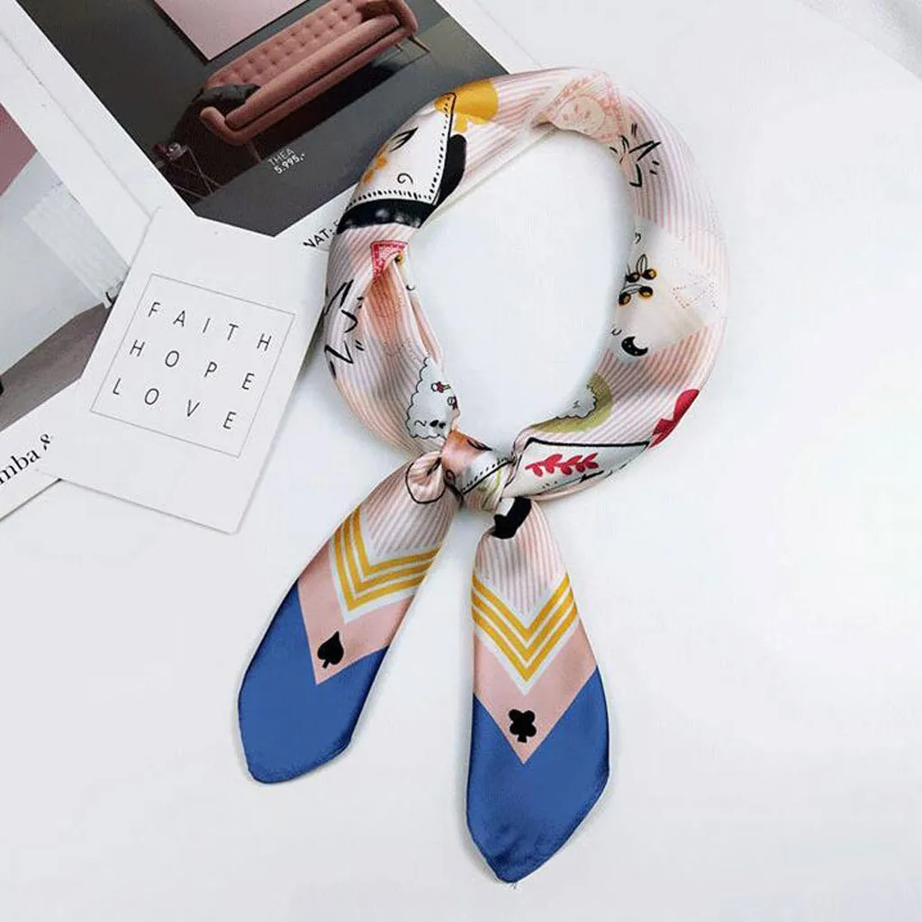 Лето 2019, Женский атласный Шелковый формальный квадратный шейный шифоновый шарф, модный повседневный элегантный женский шелковый шарф