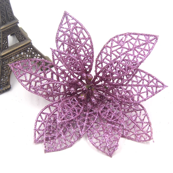 3PCS/Lot Glitter Artificial Flowers Christmas Flowers Ornaments DIY