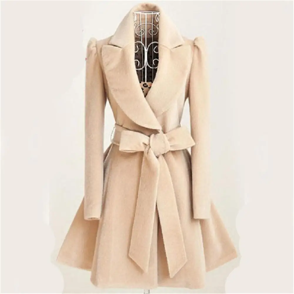 Especially long trench coat for women Slim female coat Sashes down Red Khaki Windbreaker Outerwear Autumn winter trenchcoat - Цвет: khaki