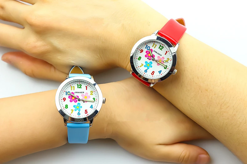 Nazeyt модные детские светящиеся кварцевые часы для маленьких мальчиков и девочек, студенческие милые кожаные часы с цветком и циферблатом, Reloj de cuarzo