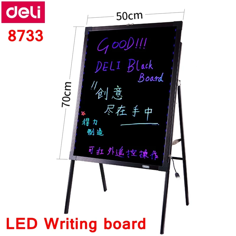 Placa de Escrita Eletrônica com Suporte Deli cm Placa Fluorescente 16 Cores Levou Outdoor 8733 Led 20×28 50×70