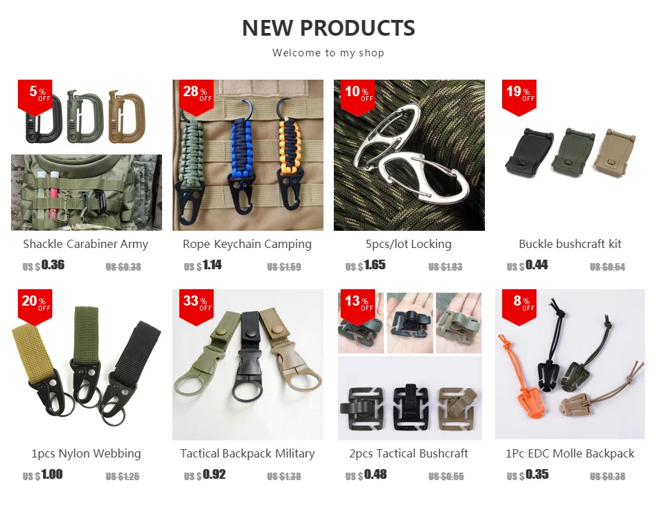 1Pc EDC Molle Backpack Carabiner EDC Tool Elastic Rope Webbing Buckle Winder Climbing Accessories