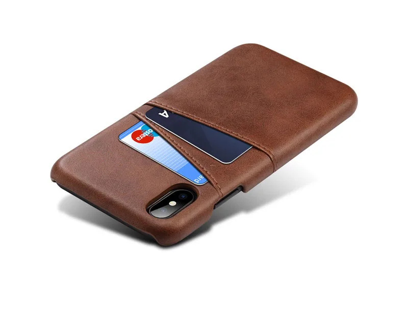 For iPhone X XS Max XR Credit Card Case Vintage PU Leather Wallet Case for iPhone 7 8 6 6S Plus Card Slots Hard Cover Fundas
