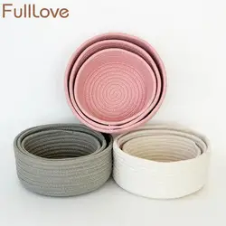 FullLove 3 шт./компл. хлопок корзина для хранения Твердые розовые игрушки косметический Органайзер разное Ювелирные изделия стол коробка для