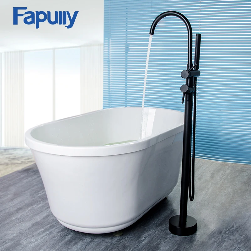 

Fapully Oil Rubbed Bronze Floor Mount Bathtub Faucet Hand Shower Set Sprayer Mixer Faucet Bathroom Shower Bath Tub