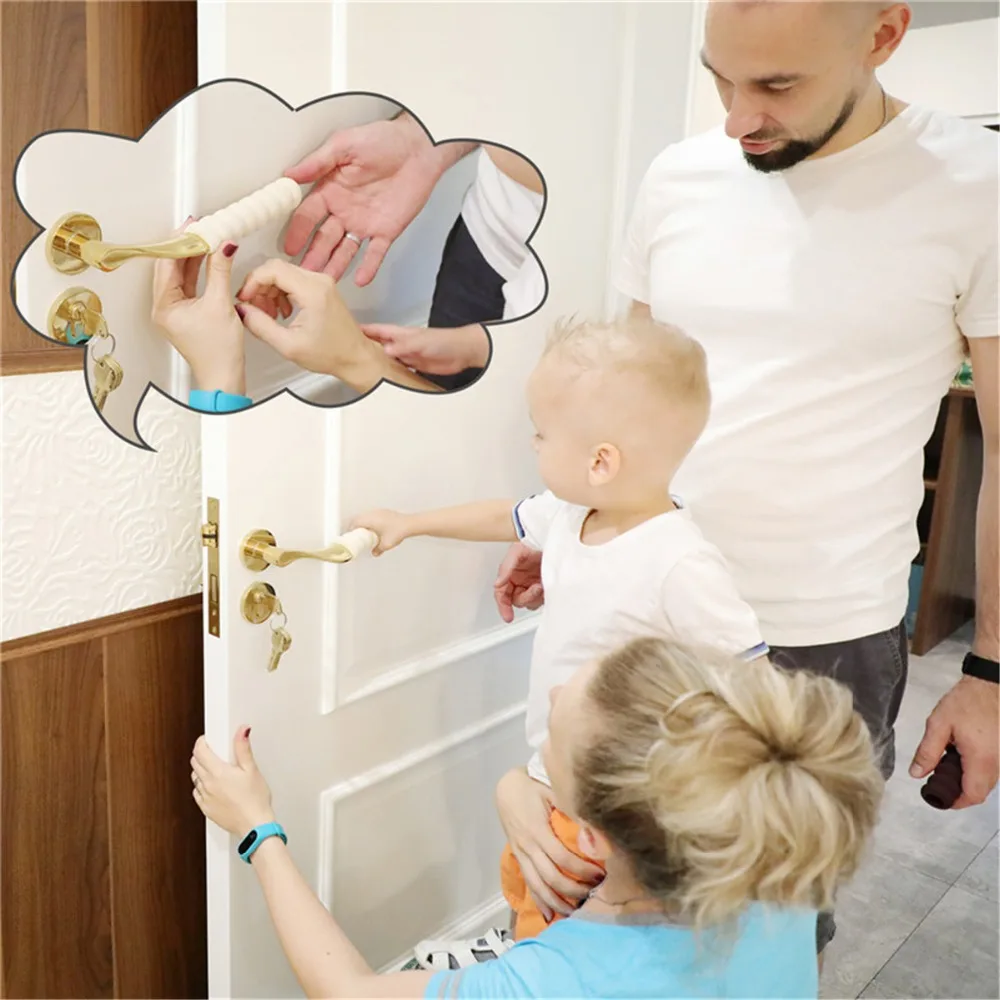 4PCS Room Door Knob Covers Pad Cases Spiral Anti-Collision Security Door Handle Protect Cover Baby Children Kids Safety Supplies